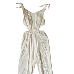 NWOT Urban Outfitters Cream Tie-Shoulder Jumpsuit